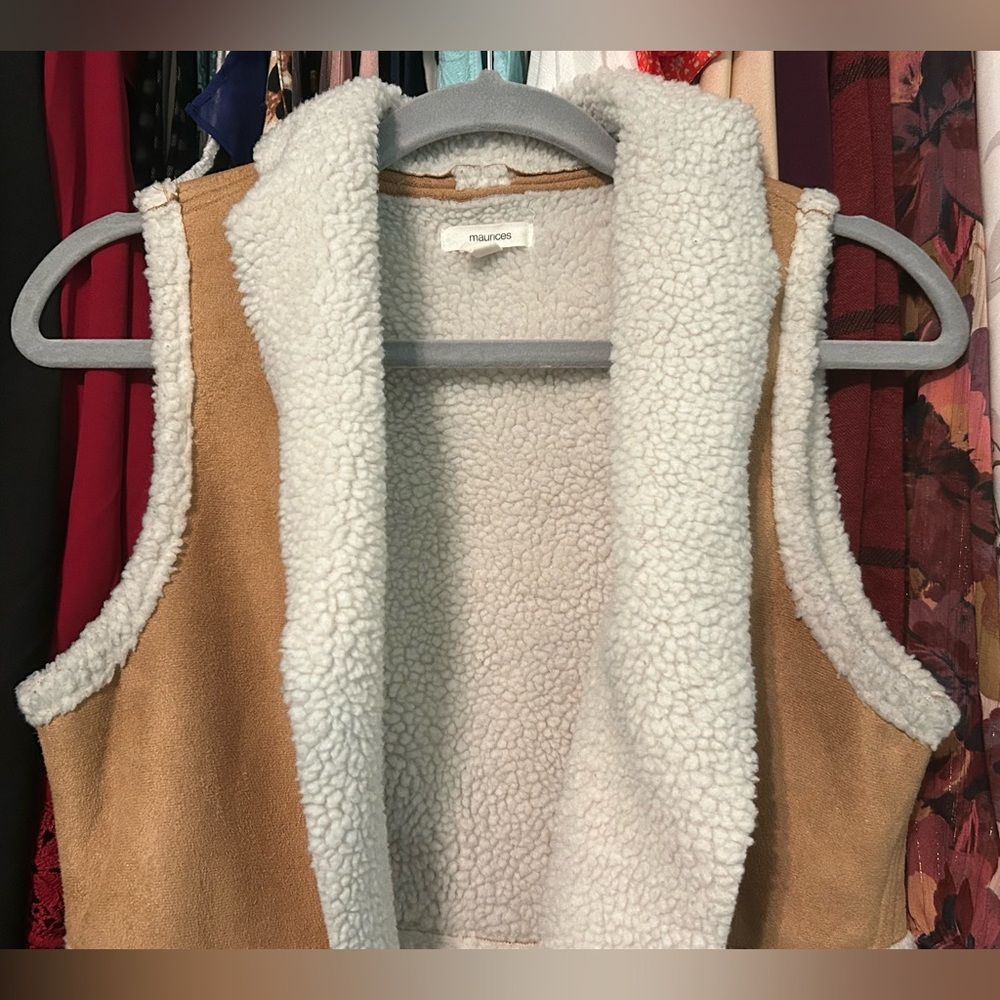 Maurices Tan & Cream Suede Fur Vest - Picture 3 of 9